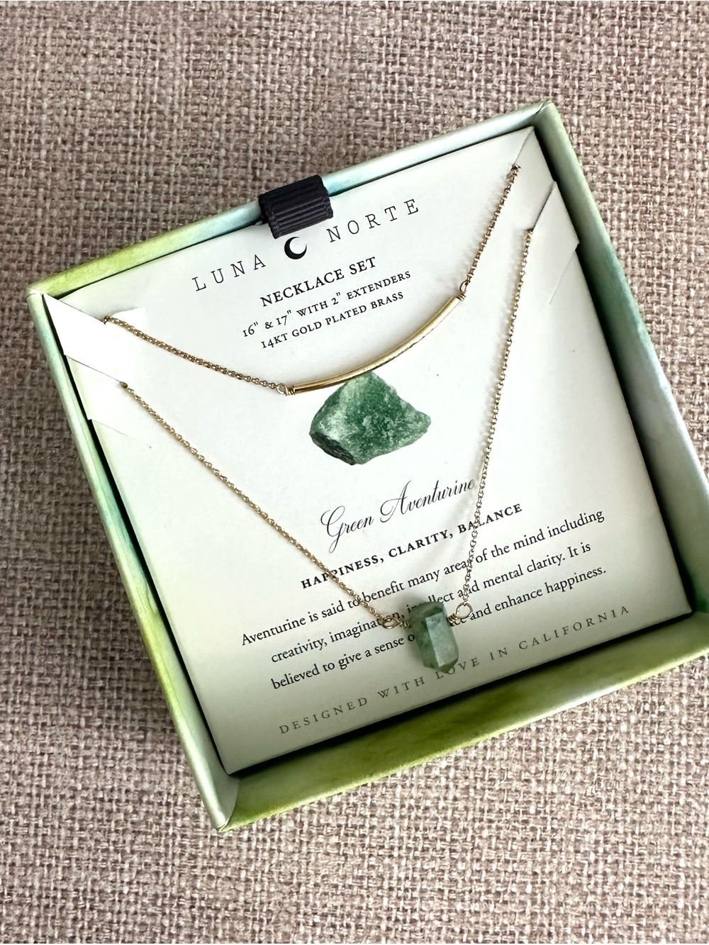 Luna Norte •  Green Aventurine Necklace Set